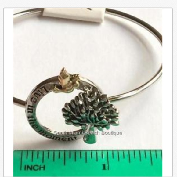 Tree of Life Bracelet Bangle LIVE IN THE MOMENT Message Celtic Silver Plated - Picture 11 of 12